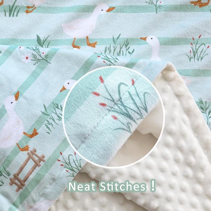 BORITAR Super Soft Baby Blanket for Boys Minky Fabric Bed Blanket with Double Layer Dotted Backing, Cute Farm Animal Design for Infant Toddler Newborn 30 x 40 Inch