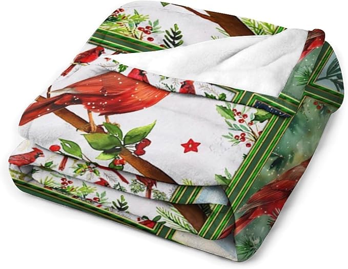 Cardinal Throw Blanket Red Birds Blankets Gifts for Couch Sofa Bed Stuff Decor Lightweight Cozy Fleece Plush Warm Flannel Bedding for Lover Men Women Adults 40"x50"