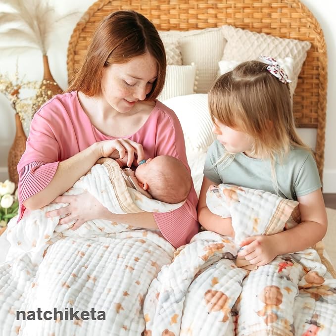 Organic Cotton Muslin Baby Blanket for Boys and Girls - Luxurious Soft Toddler Quilt for Swaddling - Gender Neutral Blanket - Baby and Toddler Gift - Gator on The Go