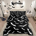 Erosebridal Bat Comforter Set Full Size for Kids Bedroom with 2 Pillow Cases Happy Halloween Bedding Set Gothic Spooky Duvet Insert Cartoon Style Quilt, Black White