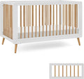 Tatum 3-in-1 Convertible Crib - Included Toddler Guard Rail, White/Natural Finish, Adjustable Mattress Height, Converts to Toddler Bed & Daybed, Fits Standard Full-Size Crib Mattress