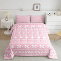 Feelyou Pink Christmas Bedding Set for Kids Boys Girls Queen Size Xmas Deer Elk Decor Comforter Set Ultra Soft Winter Comforter Snowflake Duvet Quilt Bedroom Decor Christmas Ornaments Quilt