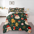 Feelyou Christmas Bedding Set Soft for Boys Girls, Santa Xmas Tree Comforter Set Twin Size Gingerbread Man Duvet Quilt Microfiber Snowflake Stockings Bedroom Decor 2 Pcs with 1 Pillow Cases