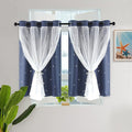 Kinryb Kids Blackout Curtains for Bedroom/Living Room/Classroom, Sheer Overlay Small 2 Panel Set, Double Layer Curtains with Star Cutout for Kids Room(W 52 x L 45 Inches,Stone Blue 2 Pcs)