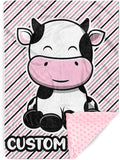 Personalized Baby Blankets for Girls, Custom Name Pink Cow Pattern Baby Blanket, Soft Minky Dot Blanket for Newborns and Toddlers, Ideal for Baby Showers Christmas Brithday Gifts