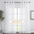 RYB HOME Sheer Curtains 4 Panels Set 108 Inches Long, Solid Voile Light Filtering Airy Curtains Window Treatment Drapes for Living Room, Elegant Bedroom Window Panels, White, Width 54, Grommet