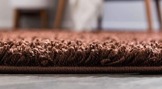 Unique Loom Solid Shag Collection Area Rug (4' 1" x 6' 1" Rectangle, Chocolate Brown)