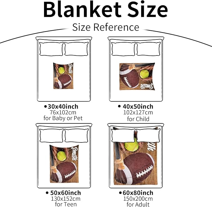 Custom Infant Softball Blanket: Personalized Name and Number Blankets for Baby Kids Boys Girls Teen Mother's Day Father's Day Birthday Easter Gifts(40"x50")