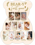 Bear My First Year Photo Board, Bear-Y Baby Milestone Signs for Boys Girls Nursery Decor, 12 Month Pictures for Baby First Year, Picture Board for 2x3 Photos, Best Babies Keepsake Gifts-A27