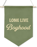 Long Live Boyhood Wall Banner,Retro Canvas Hanging Sign,Boys Room Flag Decor,Vintage Nursery Flag, Toddler or Kid Playroom Wall Art Poster 11x16inch(KD29)