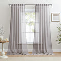 Dreaming Casa Grey Sheer Curtains 96 Inches Long, Rod Pocket & Back Tab Light Filtering Textured Sheers for Living Room Bedroom, 2 Panels, Each 52" W x 96" L