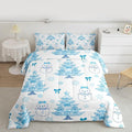 Feelyou Merry Christmas Bedding Set Soft for Boys Girls, Cute Snowman Comforter Set Full Size Cartoon Bowknot Duvet Quilt Microfiber Christmas Tree 3 Pcs with 2 Pillow Cases