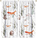 Rustic Forest Window Curtains, Watercolor Woodland Animals Owl Hedgehog Fox Butterfly Forest Squirrel and Bear Blackout Windows Door Curtain for Bedroom Living Room Home Decor 63x72in