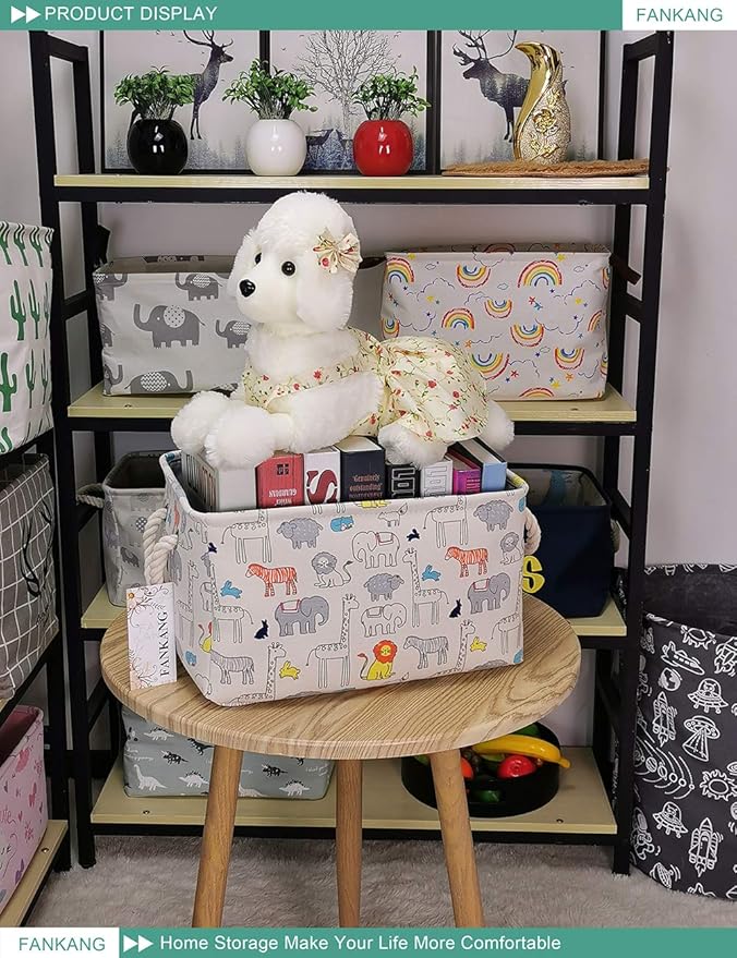 FANKANG Rectangular Fabric Storage Bin Box Laundry Basket, Nursery Storage, Storage Hamper, Gift Baskets(Rec-Zoo)