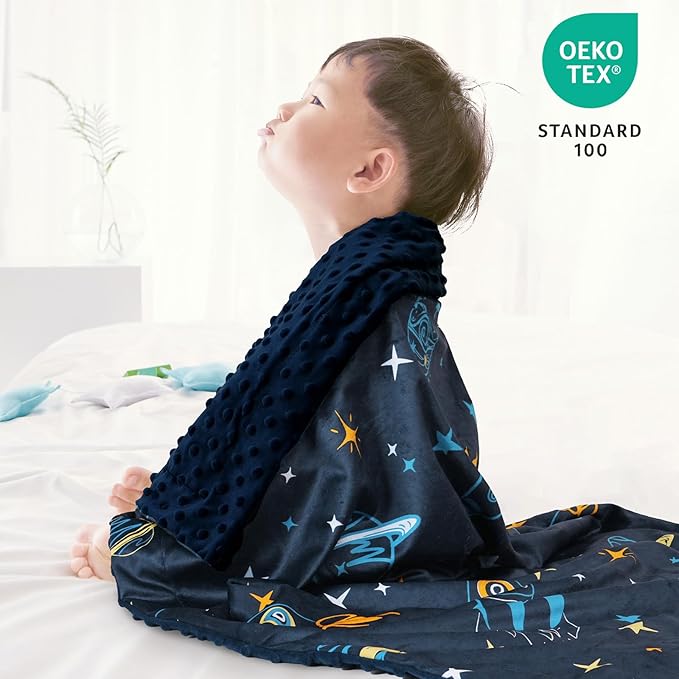 david's kids Micro Fleece Minky Baby Blanket for Boys with Double Layer and Soothing Raised Dots, Breathable and Soft Lightweight Receiving Blanket for Newborns, 40x50 Inches, Space