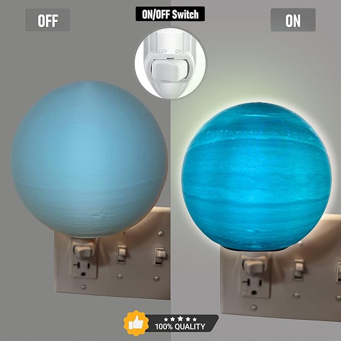 Moon Night Lights | Night Lamp LED Light | 3D Solar System NightLight, Planet Home Décor, Space Nursery, Kids Room, Space Gift, Birthday Gifts, Bedroom Decorations (Uranus, 4 Inch)
