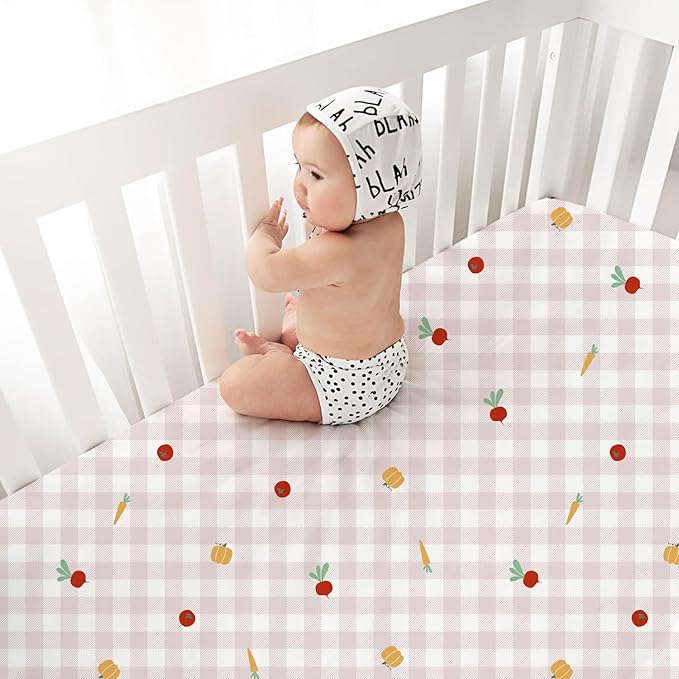 Little Grape Land Crib Sheets Baby Toddler Sheets 3 Pack Fitted for Boys Girls, Standard Size 28x52‘’ Crib Mattress, Super Soft Breathable Washable Microfiber Pink Sheep