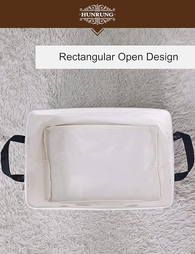 HUNRUNG Rectangle Storage Basket Cute Canvas Organizer Bin for Pet/Children Toys, Books, Clothes Perfect for Rooms/Playroom(Rectangle Panda)