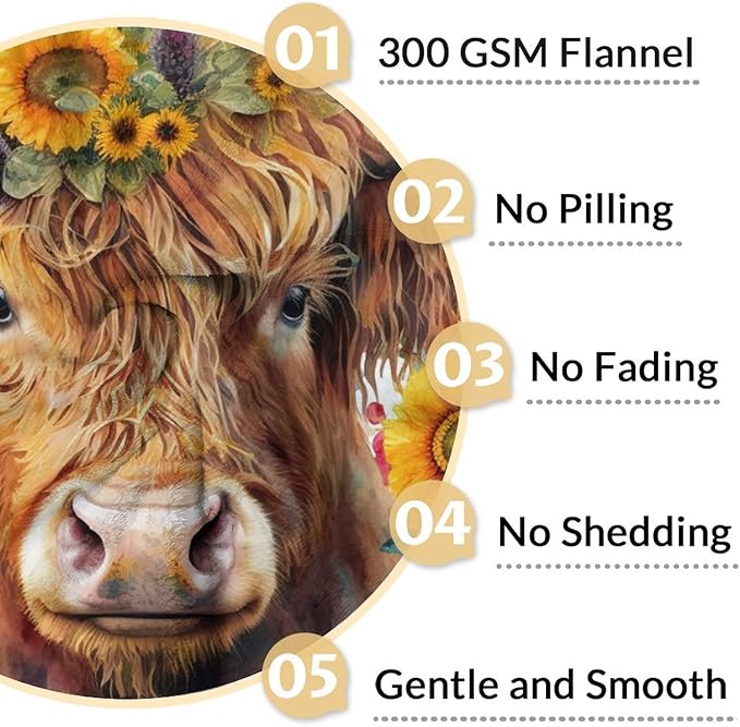 Highland Cow Blanket Gifts - 80x60 Inches Vintage Throw Blanket for Women, Girls - Colorful Soft Fuzzy Blankets for Bed Couch & Travel - Aesthetic Highland Cow Gift Idea