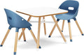 Lalo The Play Kit - Kids Table & Chairs Set with Sustainably Sourced Wood Table & 2 Non-Toxic Bucket Seat Chairs - Safe & Comfortable - Coconut/Blueberry
