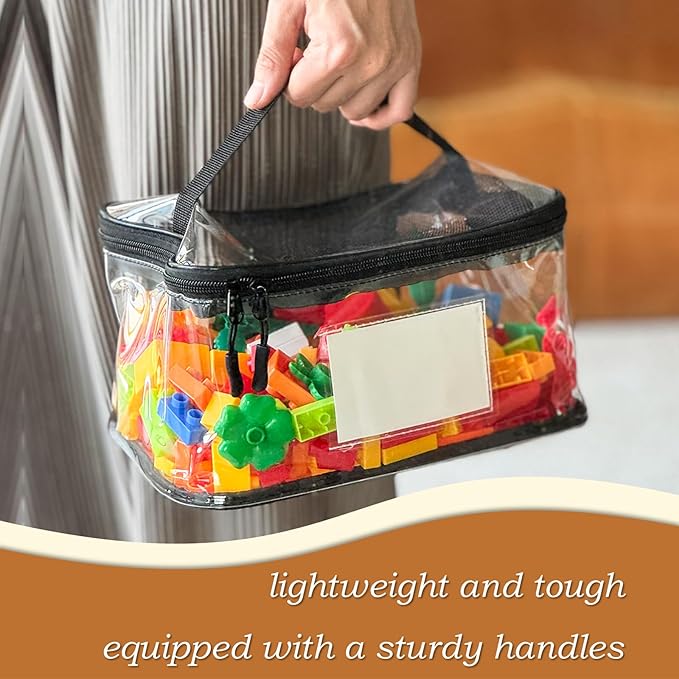 Upgraded Large Toy Storage Organizer, Clear Toy Storage Bags with Label & Manual Pocket for Puzzles, etc. (8PCS)