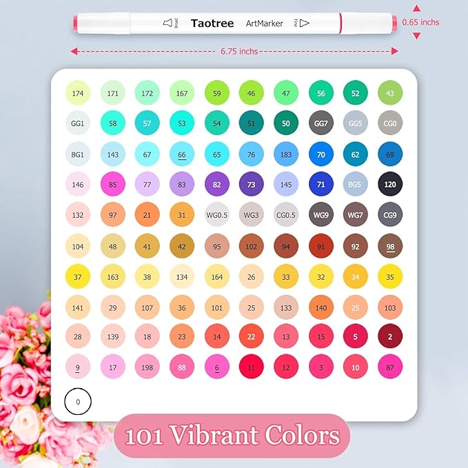 Taotree Alcohol Markers 101 Colors Dual Tips Art Markers Sketch Pens Set, Art Supplies Kit, Drawing Pens Set for Adult Coloring Books Painting, Sketching, Christmas Gifts for Teens Girls Boys Artists