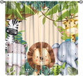 Jungle Animals Curtains Colorful Forest Cartoon Wildlife Lion Giraffe Elephant for Kids Boys Girls Nursery Bedroom Living Room Blackout Rod Pocket Decoration Window Drapes 2 Panels W21xL63in