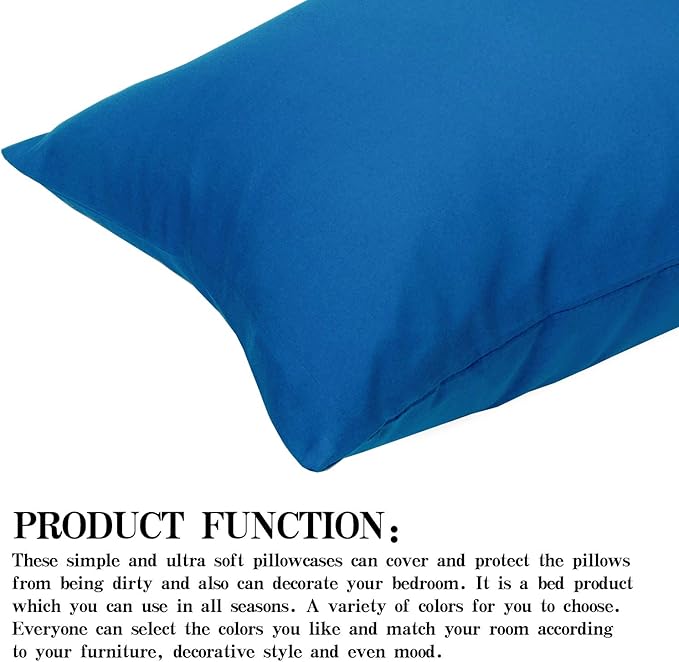 NTBAY Zippered Toddler Pillowcases Set of 2, 100% Brushed Microfiber 13x18 Pillowcases, Super Soft and Cozy Travel Kids Nursery Pillow Cases, 13x18 Inches, Royal Blue