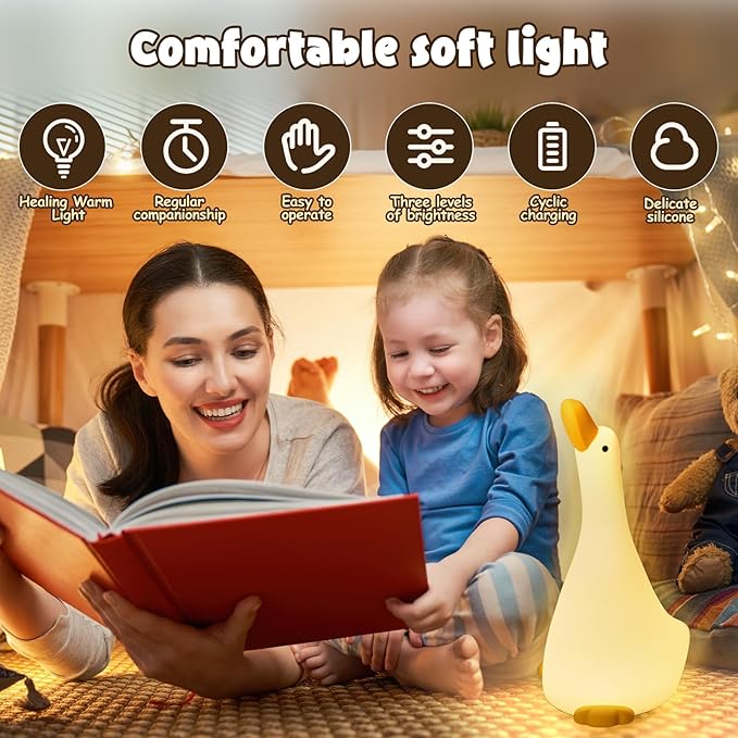 Night Light,LED Silicone Material, 3 Levels of Warm Light, Cute Animal Night Lamp for Kid's Room Decor