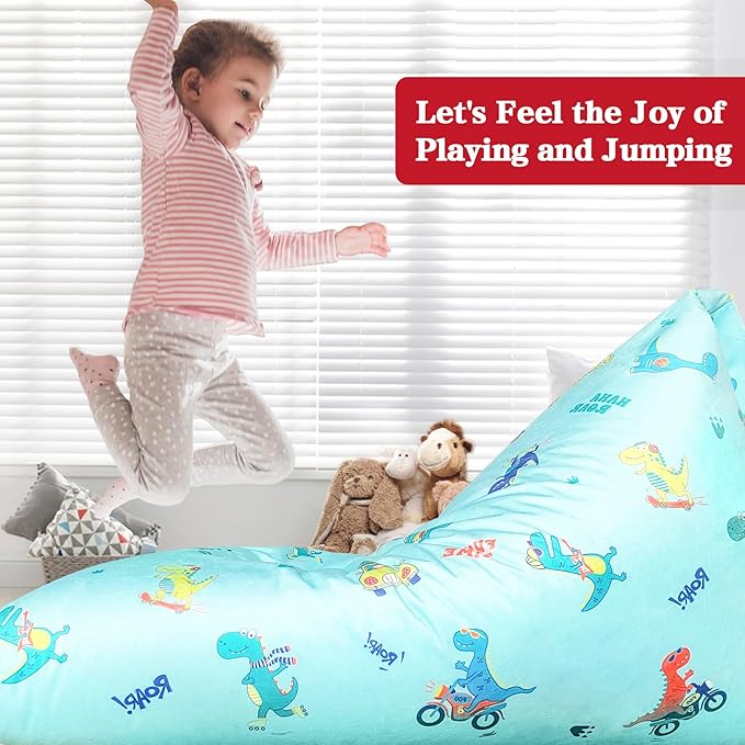 Jorbest Stuffed Animal Storage, Dinosaur Bean Bag Chair, Stuffed Animal Storage Bean Bag Chair for Kids and Adults - Cover ONLY (Dinosaur 200 L/52 Gal)