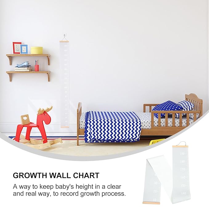 Height Growth Chart Ruler for Boys and Hanging Canvas Measurement Ruler for Home School Nursery Easy Storage Growth Record Tracking