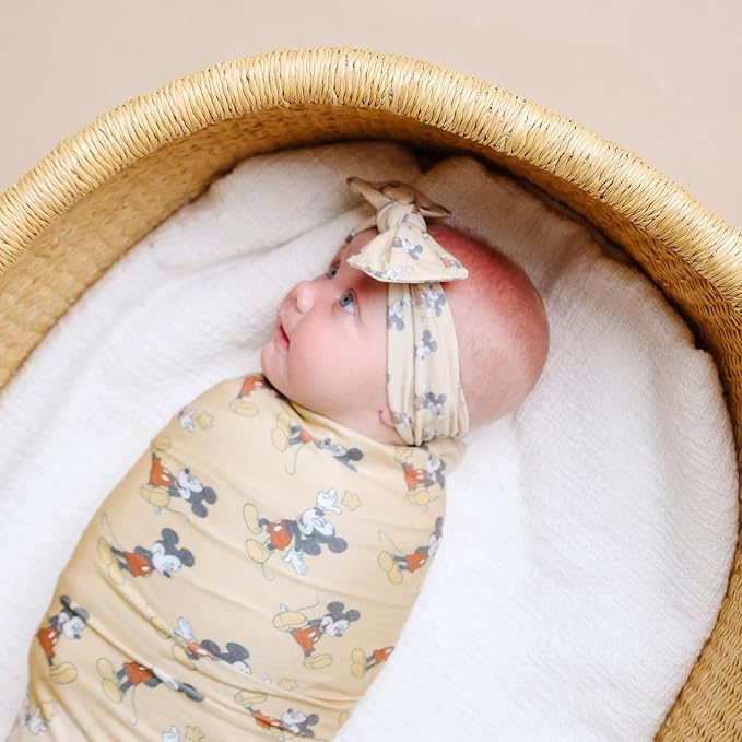 Copper Pearl Large Premium Knit Baby Swaddle Receiving Blanket Mickey Mouse