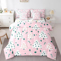 Feelyou Christmas Girly Comforter Set with Sheets Kids Christmas Tree Bedding Set Boys Girls Snowflake Candy Decor Bed in a Bag Xmas Theme Pink Bed Set Bedroom King Size