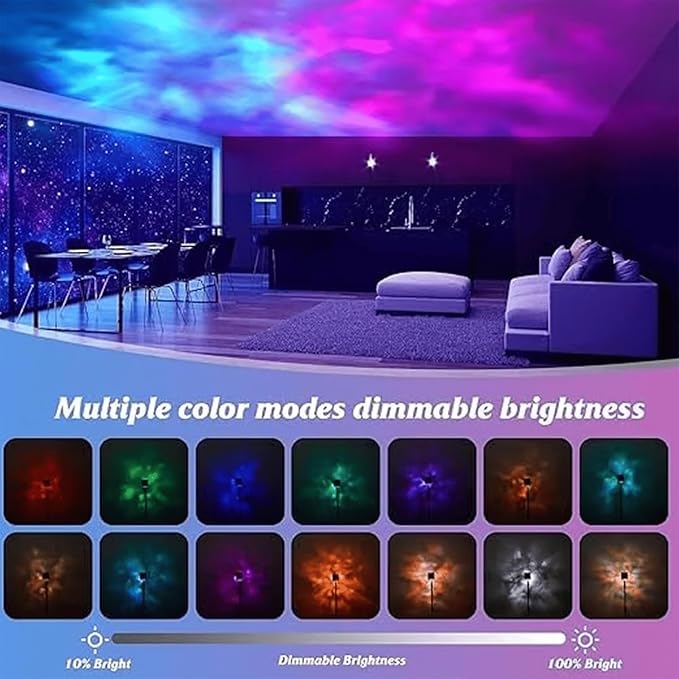 Aurora Borealis Night Light Projector, Aurora Dreamscape Projector, Magical Northern Lights for Your Room, 3/16 Colors Ambient Dynamic Wave Cube Lamp with Remote (3 Colors Plug-in, Wood)