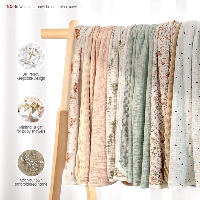 lulumoon Baby Blanket for Girls Floral: Soft Double Layer Minky Dot Backing - Warm Travel Stroller Blanket for Newborns 30"x40"(Floral)