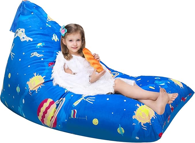 Jorbest Stuffed Animal Storage, Soccer Stuffed Animal Bean Bag Storage, Bean Bag Chair Cover for Kids, Luxury Velvet Stuffie Seat - Cover ONLY (200 L/52 Gal)