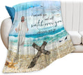 Tijuboni Christian Religious Jesus Throw Blanket Ocean Beach Gifts for Women Men Girls Boys Kids Adults Soft Flannel Fleece Blanket for Couch Sofa Bed Home Decor 60"x80"