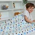 Kids Throw Blanket – Soft Cotton Toddler Blanket with Blue & Gray Stars Pattern, Breathable Lightweight Bed Throw with Stitched Edges, 40 x 60 in (101.6 x 152.4 cm)