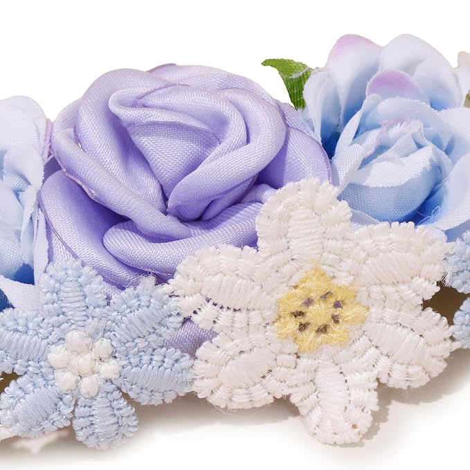 cherrboll Baby Girl Nylon Headbands, 3Pcs Handmade Floral Hair Bows, Stretchy Flower Hairbands for Newborns Infants Toddlers