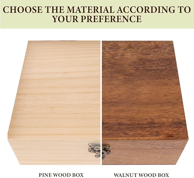 Personalized Walnut/Pine Wooden Keepsake Box 8 * 6 * 3in, Custom Engraved Family Memory Wooden Box, Large Walnut with Initials Story Storage Boxes, Personalized Name Decorative Boxes