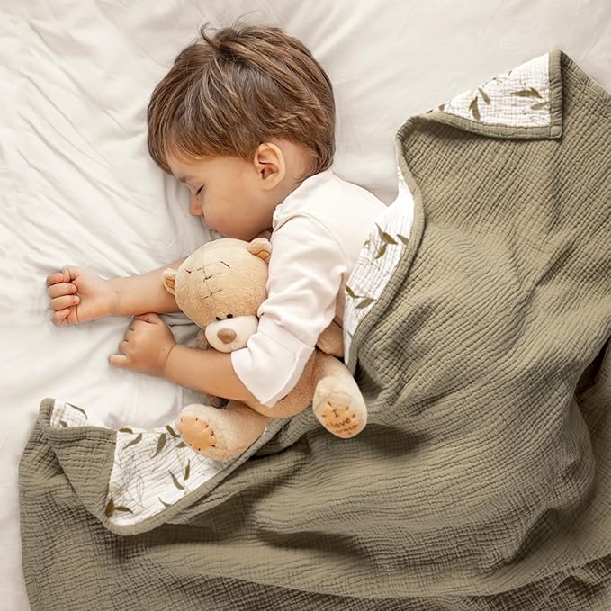 lulumoon Muslin Baby Blanket for Boy: Cotton Toddler Blanket - Soft Lightweight for Nursery & Daycare 47"× 47"(Brown Branches)
