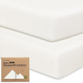 2-Pack Pack and Play Sheets, Waterproof Mini Crib Sheets Fitted - Organic Cotton Pack N Play Sheets for Graco Pack and Play Mattress, Playard Baby Crib Sheets,Neutral for Boy,Girl,Toddler (Soft White)