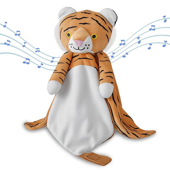 4-in-1 Sound Machine, Baby Lovey, Blanket - White Noise & Lullaby Plush Tiger - Calms & Reduces Wakeups, Helps Toddler Sleep Longer - Proven Sleep Aid -Musical BPA-Free, Machine Washable Newborn Gift
