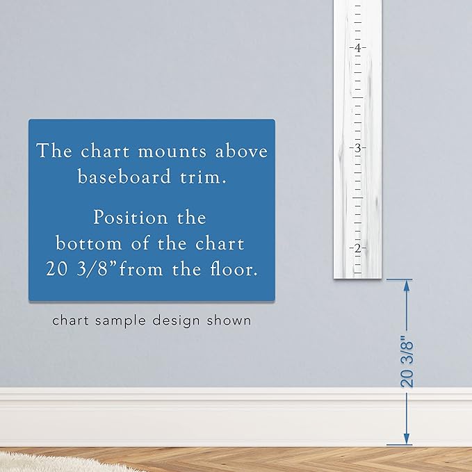 Farmhouse Style Wooden Kids Growth Chart Ruler for Boys and Girls (Weathered White - WHT)
