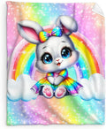 Rabbit Blanket Gift for Girls, Bunny Throw for Kids Teens Daughter 50x60 Inches Soft Warm Lightweight Rainbow Throw Blankets for Sofa Couch Bed Travel