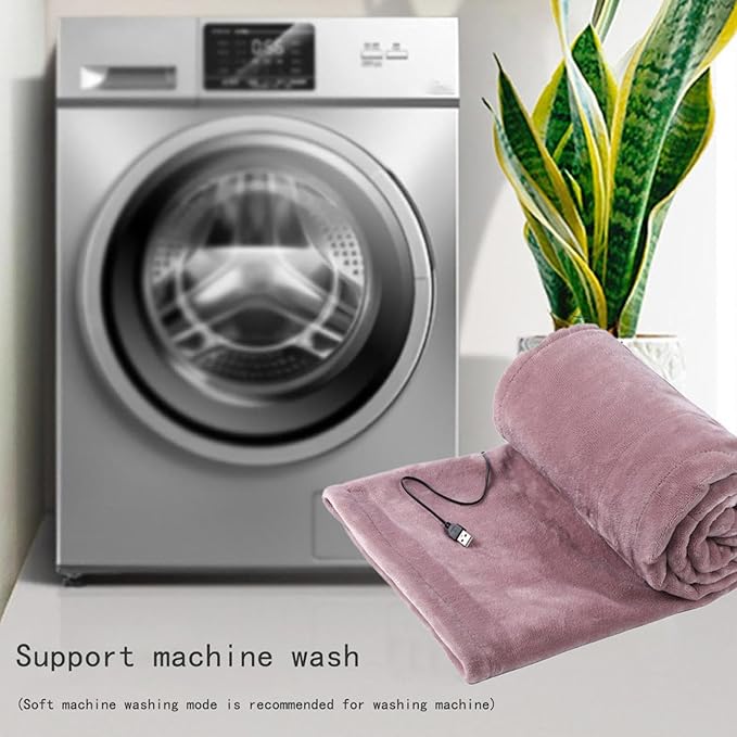 Portable Heated Blanket Throw - USB Charging Flannel Electric Blankets, Fast Heating Warming Winter Throw Blanket for Women, Machine Washable (Beige, 55X31 Inches)