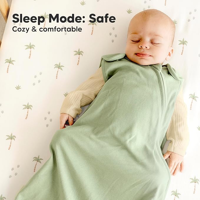 2-Pack Organic Baby Sleep Sacks, 100% Cotton - Soft & Breathable 0.5TOG Baby Wearable Blanket, Toddler Sleeping Sack 6-18 months, Easy to Wear Transitional Swaddles for Newborns, Infants (Avocado, M)