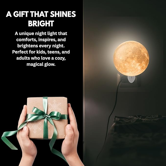 Moon Night Lights | Night Lamp LED Light | 3D Solar System NightLight, Planet Home Décor, Space Nursery, Kids Room, Space Gift, Birthday Gifts, Bedroom Decorations (Moon, 6 Inch)