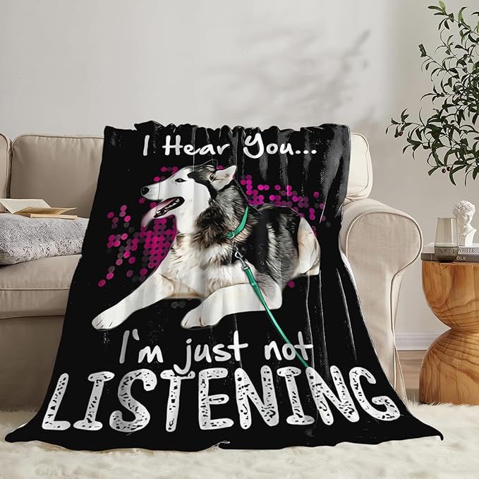 Tijuboni Husky Throw Blanket Dog Gifts for Girls Boys Women Men Kids Adults Soft Flannel Fleece Blanket for Couch Sofa Bed Home Decor 50"x60"