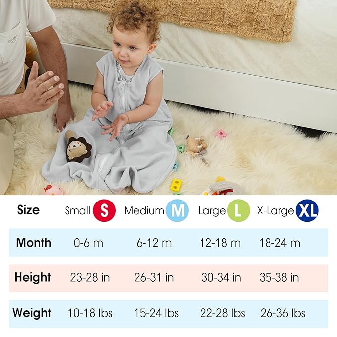 david's kids 3 Pack Warm Micro Fleece Baby Sleep Sack 18-24 Months, Soft Baby Wearable Blankets with 2-Way Zipper, Comfy Winter Sleeping Bags for Toddler Boys, X-Large Size, Snow White & Grey & Blue